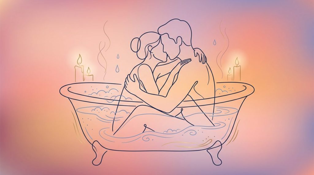 Capa do artigo "Sexo na Banheira: Como Fazer, Posições e Cuidados com a Lubrificação"
